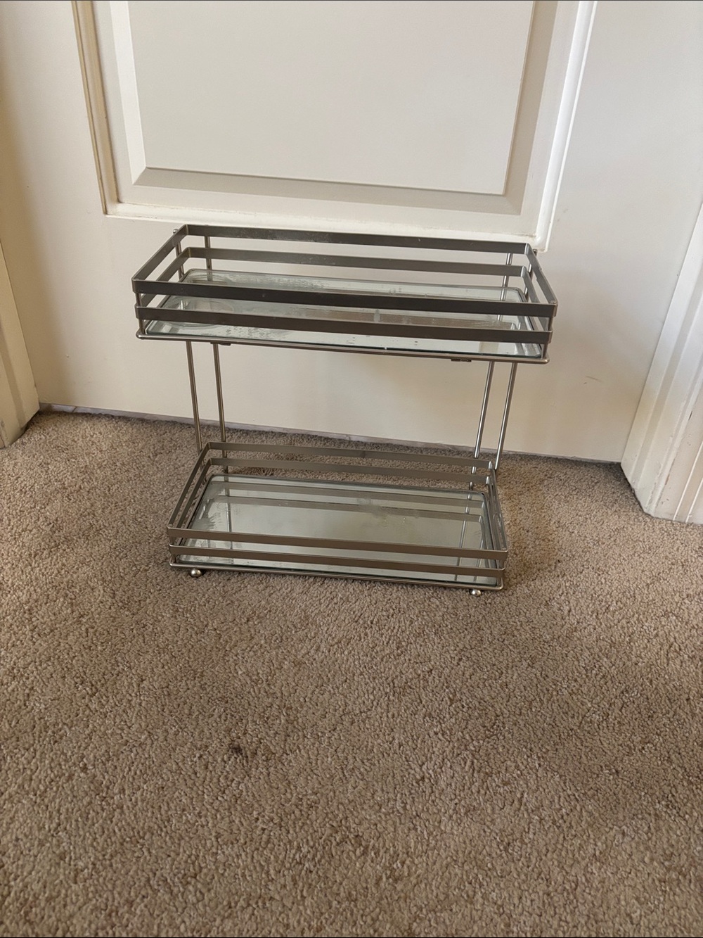 Two shelf mirrored organizer display